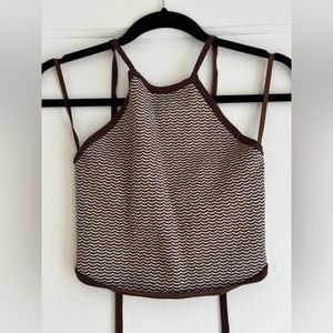 Abercrombie & Fitch Cropped Sweater Halter Brown White, size S